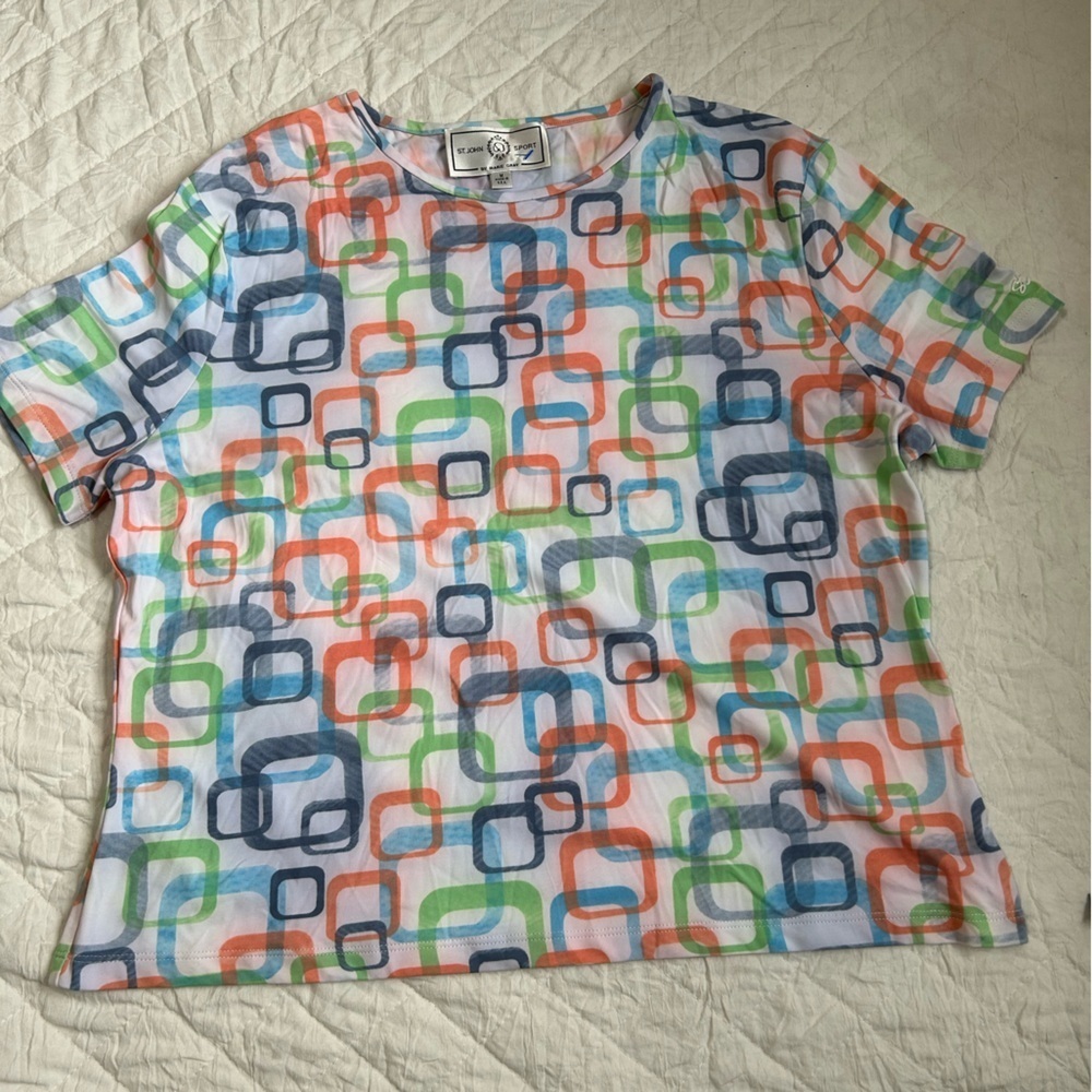 St. John Sport Multicolor Geometric Top